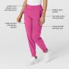 W123 Women’s Comfort Waist Cargo Jogger Scrub Pant(Hot Pink)