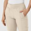 W123 Women’s Comfort Waist Cargo Jogger Scrub Pant(Khaki)