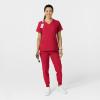 W123 Women’s Comfort Waist Cargo Jogger Scrub Pant(Red)