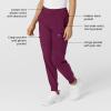 W123 Women’s Comfort Waist Cargo Jogger Scrub Pant(Wine)