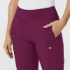 W123 Women’s Comfort Waist Cargo Jogger Scrub Pant(Wine)