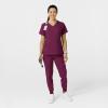 W123 Women’s Comfort Waist Cargo Jogger Scrub Pant(Wine)