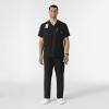 WINK Scrubs for Men, W123, V-Neck Tops with 6 Pockets(Black)