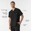 WINK Scrubs for Men, W123, V-Neck Tops with 6 Pockets(Black)