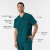 WINK Scrubs for Men, W123, V-Neck Tops with 6 Pockets(Caribbean Blue)