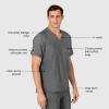 WINK Scrubs for Men, W123, V-Neck Tops with 6 Pockets(Charcoal Heather)
