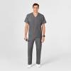 WINK Scrubs for Men, W123, V-Neck Tops with 6 Pockets(Charcoal Heather)