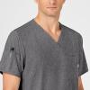 WINK Scrubs for Men, W123, V-Neck Tops with 6 Pockets(Charcoal Heather)