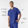 WINK Scrubs for Men, W123, V-Neck Tops with 6 Pockets(Galaxy Blue)
