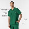 WINK Scrubs for Men, W123, V-Neck Tops with 6 Pockets(Hunter)