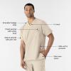 WINK Scrubs for Men, W123, V-Neck Tops with 6 Pockets(Khaki)