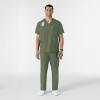 WINK Scrubs for Men, W123, V-Neck Tops with 6 Pockets(Olive)