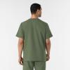 WINK Scrubs for Men, W123, V-Neck Tops with 6 Pockets(Olive)