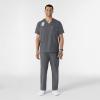 WINK Scrubs for Men, W123, V-Neck Tops with 6 Pockets(Pewter)