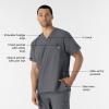 WINK Scrubs for Men, W123, V-Neck Tops with 6 Pockets(Pewter)
