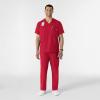 WINK Scrubs for Men, W123, V-Neck Tops with 6 Pockets(Red)