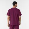 WINK Scrubs for Men, W123, V-Neck Tops with 6 Pockets(Wine)