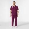 WINK Scrubs for Men, W123, V-Neck Tops with 6 Pockets(Wine)
