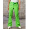WonderWink Womens Grace Flare Leg Cargo PantMedical Scrubs Pants(Green Apple)