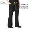 WonderWink Women’s Scrubs Romeo Six-Pocket Flare Leg Pant – XS-5XL, 6 Pockets, Elastic Waistband with Convertible Drawstring(Black)