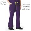 WonderWink Women’s Scrubs Romeo Six-Pocket Flare Leg Pant – XS-5XL, 6 Pockets, Elastic Waistband with Convertible Drawstring(Eggplant)