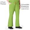 WonderWink Women’s Scrubs Romeo Six-Pocket Flare Leg Pant – XS-5XL, 6 Pockets, Elastic Waistband with Convertible Drawstring(Green Apple)