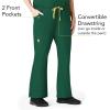 WonderWink Women’s Scrubs Romeo Six-Pocket Flare Leg Pant – XS-5XL, 6 Pockets, Elastic Waistband with Convertible Drawstring(Hunter Green)