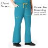 WonderWink Women’s Scrubs Romeo Six-Pocket Flare Leg Pant – XS-5XL, 6 Pockets, Elastic Waistband with Convertible Drawstring(Real Teal)