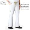 WonderWink Women’s Scrubs Romeo Six-Pocket Flare Leg Pant – XS-5XL, 6 Pockets, Elastic Waistband with Convertible Drawstring(White)