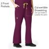WonderWink Women’s Scrubs Romeo Six-Pocket Flare Leg Pant – XS-5XL, 6 Pockets, Elastic Waistband with Convertible Drawstring(Wine)