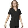 WonderWink Women’s Wonderwork Women’s Mock Wrap Scrub Top(Black)