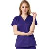 WonderWink Women’s Wonderwork Women’s Mock Wrap Scrub Top(Grape)