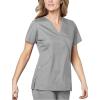 WonderWink Women’s Wonderwork Women’s Mock Wrap Scrub Top(Grey)