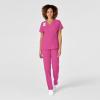 WonderWink Women’s Wonderwork Women’s Mock Wrap Scrub Top(Hot Pink)