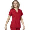 WonderWink Women’s Wonderwork Women’s Mock Wrap Scrub Top(Red)