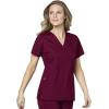 WonderWink Women’s Wonderwork Women’s Mock Wrap Scrub Top(Wine)