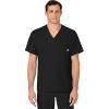 WINK Scrubs for Men, W123, V-Neck Tops with 6 Pockets(Black)