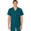 WINK Scrubs for Men, W123, V-Neck Tops with 6 Pockets(Caribbean Blue)