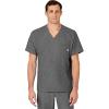 WINK Scrubs for Men, W123, V-Neck Tops with 6 Pockets(Charcoal Heather)