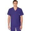 WINK Scrubs for Men, W123, V-Neck Tops with 6 Pockets(Grape)