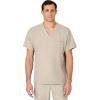 WINK Scrubs for Men, W123, V-Neck Tops with 6 Pockets(Khaki)