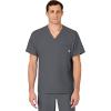 WINK Scrubs for Men, W123, V-Neck Tops with 6 Pockets(Pewter)