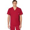 WINK Scrubs for Men, W123, V-Neck Tops with 6 Pockets(Red)