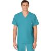 WINK Scrubs for Men, W123, V-Neck Tops with 6 Pockets(Teal Blue)