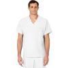 WINK Scrubs for Men, W123, V-Neck Tops with 6 Pockets(White)