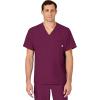WINK Scrubs for Men, W123, V-Neck Tops with 6 Pockets(Wine)