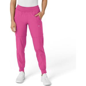 W123 Women’s Comfort Waist Cargo Jogger Scrub Pant(Hot Pink)