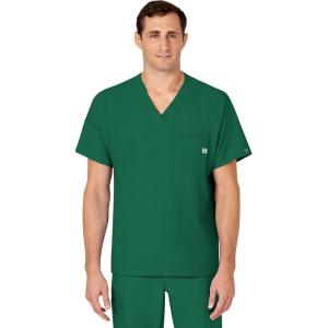 WINK Scrubs for Men, W123, V-Neck Tops with 6 Pockets(Hunter)