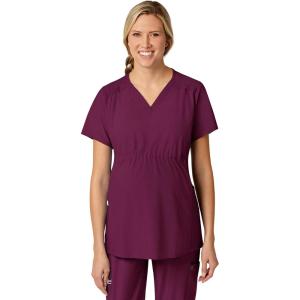 Wink Scrubs for Women, W123, Maternity V-Neck Tops with 5 Pockets(Wine)