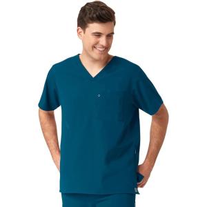 WonderWink Mens Knit Panel V-Neck Scrub Top(Caribbean)